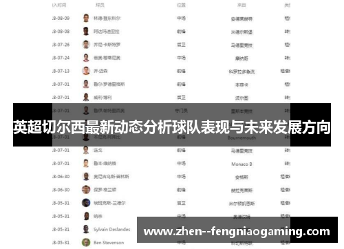 英超切尔西最新动态分析球队表现与未来发展方向